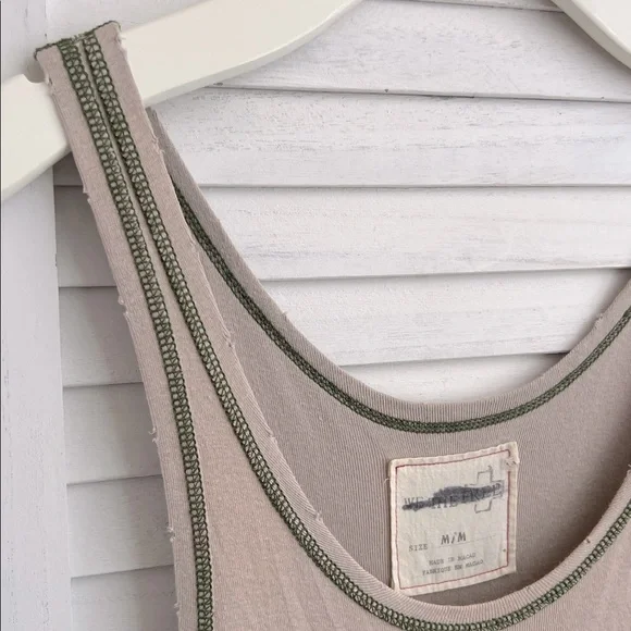 Free People We The Free Ribbed Distressed Neck Tank Dress Knit Hem Size Medium - Picture 7 of 11